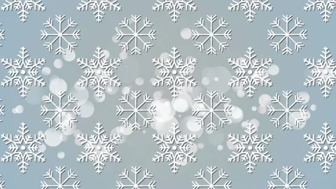 Animation of multiple snow flakes over glowing spots on blue background Stock Footage 159655844