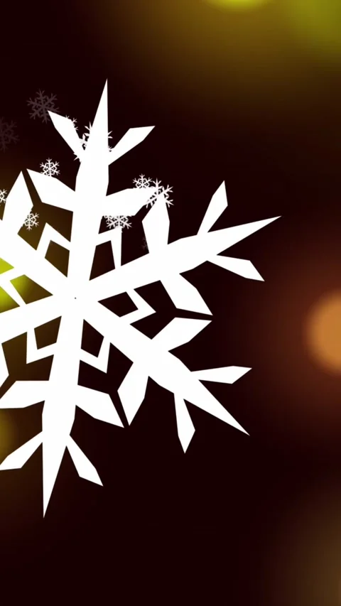 Animation of multiple snowflakes icons falling over yellow spots of light Stock Footage 344524674
