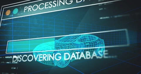 Animation of multiple text and loading bars over computer language against 3d Stock Footage 246530742