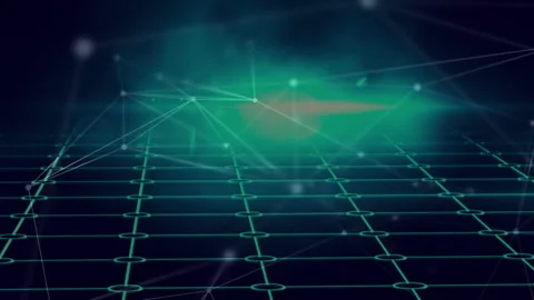 Animation of multiple text in digital folder on grid pattern and dots connected Stock Footage 315837863