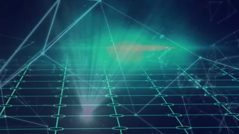 Animation of multiple text in digital folders on grid pattern and dots connected Stock Footage 326764143