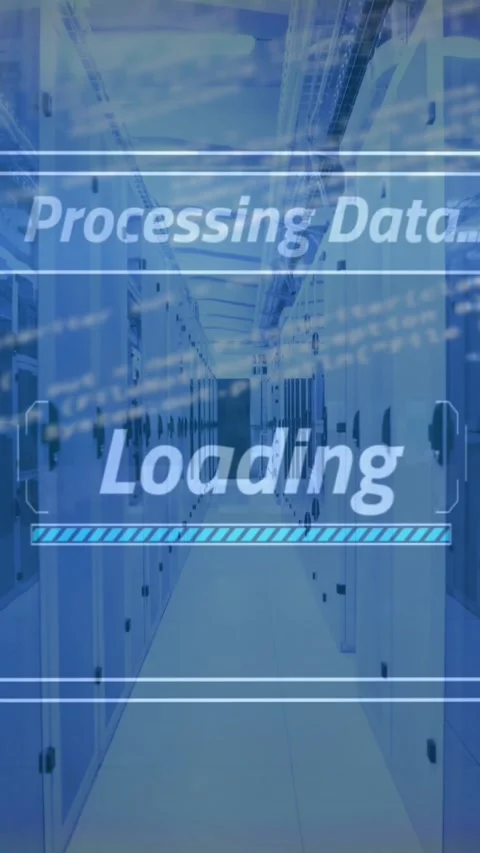 Animation of multiple texts and loading bar over computer language against Stock Footage 321381915