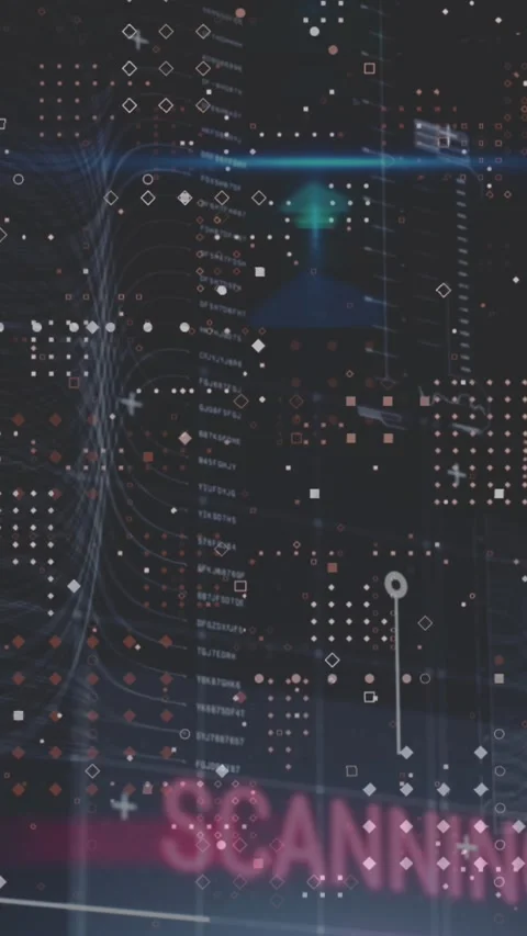 Animation of multiple texts, programming language and infographic interface on Stock Footage 342033862