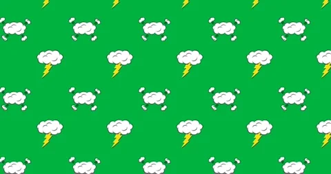 Animation of multiple vintage comic cartoon clouds with thunders and speech Stock Footage 325030140