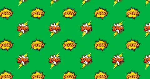 Animation of multiple vintage comic cartoon speech bubbles with Zap! and Pow! Stock Footage 325177020