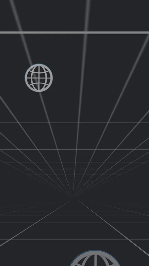 Animation of multiple web globe icons floating over tunnel in seamless pattern Stock Footage 321172497
