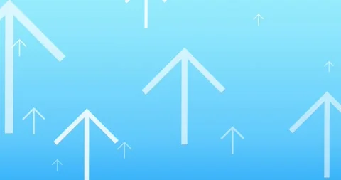 Animation of multiple white arrows pointing up on blue background Stock Footage 328259226