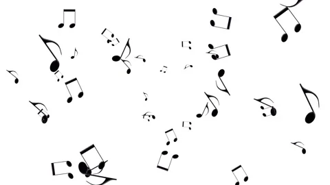Animation. Musical notation notes moving around on a white screen. Stock Footage 328235794