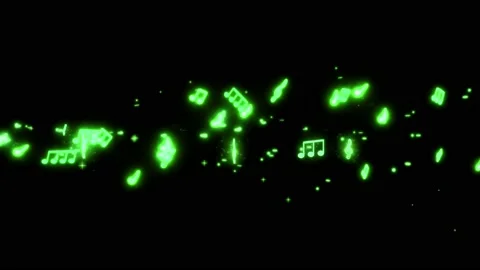 Animation musical notes floating on black screen. Stock Footage 231500549