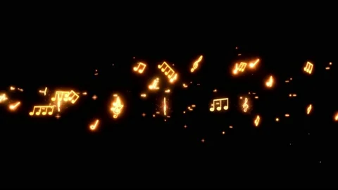 Animation musical notes floating on black screen. Stock Footage 231500590