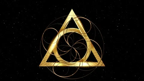 Animation of mystical triangle, All seeing eye, gold masonry, illuminati symbol Stock Footage 312233116