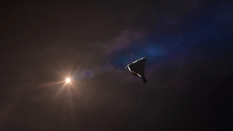 Animation of NASA New Horizons spacecraft flying through space towards Pluto Stock Footage