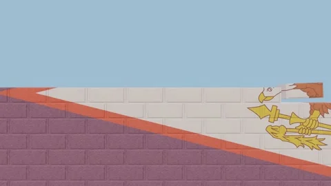 Animation National Flag on a Brick Wall Being Built - American Samoa Stock Footage 233375011