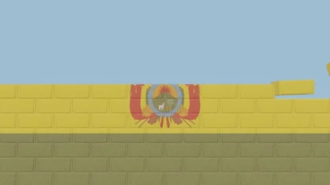 Animation National Flag on a Brick Wall Being Built - Bolivia Stock Footage 233453030