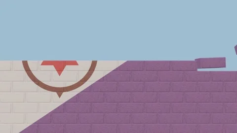 Animation National Flag on a Brick Wall Being Built - Bonaire Stock Footage 233453067
