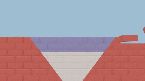 Animation National Flag on a Brick Wall Being Built - Antigua and Barbuda Stock Footage 233453381