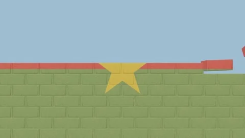 Animation National Flag on a Brick Wall Being Built - Burkina Faso Stock Footage 233453499