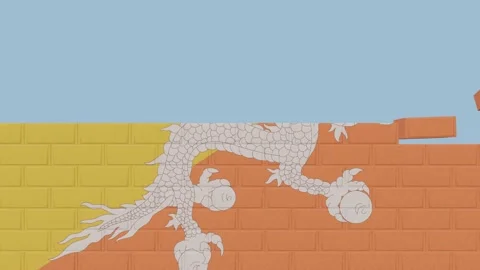Animation National Flag on a Brick Wall Being Built - Bhutan Stock Footage 233453680
