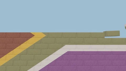 Animation National Flag on a Brick Wall Being Built - South Africa Stock Footage 233472913