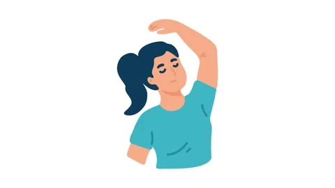 Animation of neck stretching exercise for pain relief 库存影片 340879107