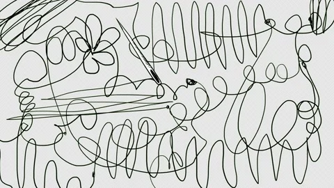 Animation of a needle with a thread painting over the screen. 2D transition in Video stock 182910786