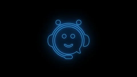Animation of neon blue chatbot icon concept of ai assistance intelligence a.. Видео 335589768