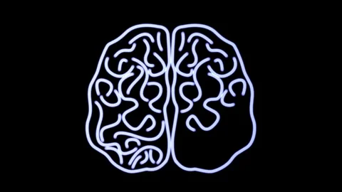 Animation of the neon brain on a black background. Video stock 262265332