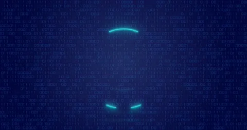 Animation of neon circle over digital screen with binary code 库存影片 203846299