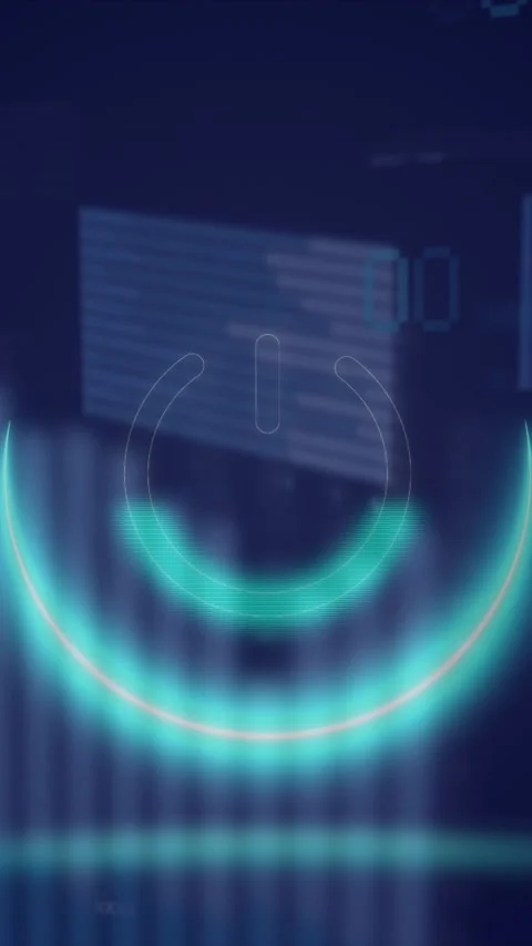 Animation of neon circle over digital screen with graphs and data Stock Footage 342676633
