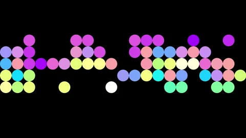 Animation of neon circles vibrant pattern over black background. Loop footage Stock Footage 348752315