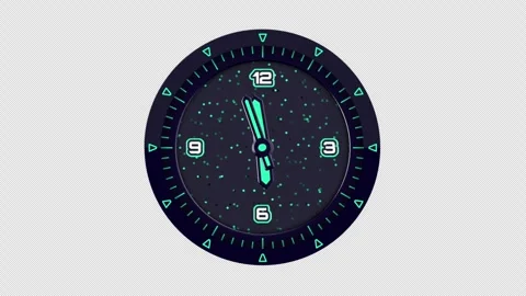 Animation of neon clock, watch time arrows spinning turning Stock Footage 276488713