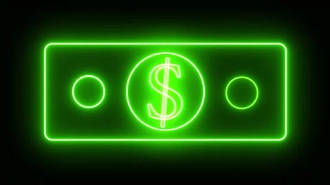 Animation of a neon dollar bill. Stock Footage 161310997