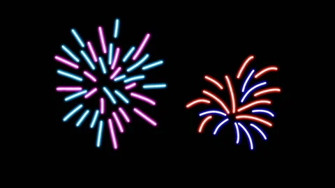Animation of neon firecrackers in the galaxy sky to celebrate independence day Stock Footage 239804693
