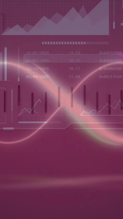 Animation of neon infinity shape over multiple screens with data processing Stock Footage 343644790