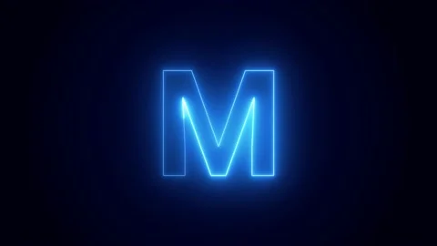 Animation Neon light blue color Alphabet M 動画素材 200180932