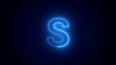 Animation Neon light blue color Alphabet S 動画素材 200181330