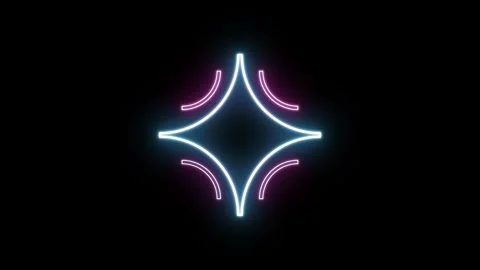 Animation neon light star shape on black background Stock Footage 294277718