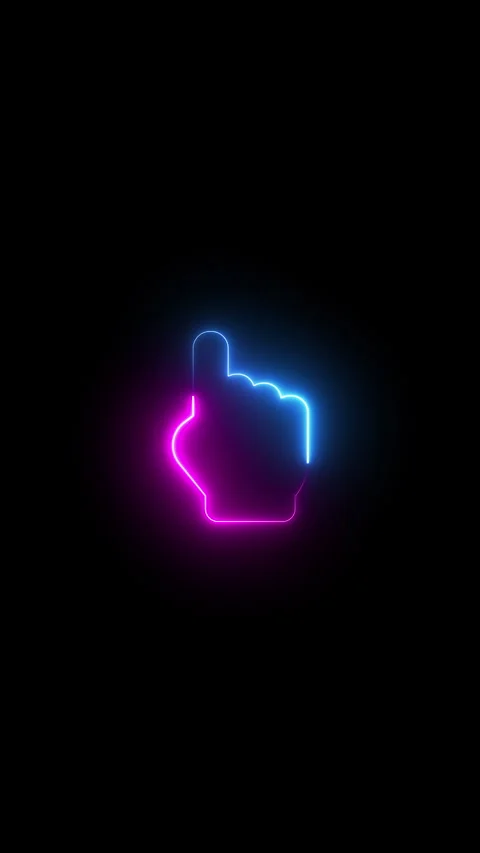 Animation of neon mouse pointer icon on black background Stock Footage 284376808
