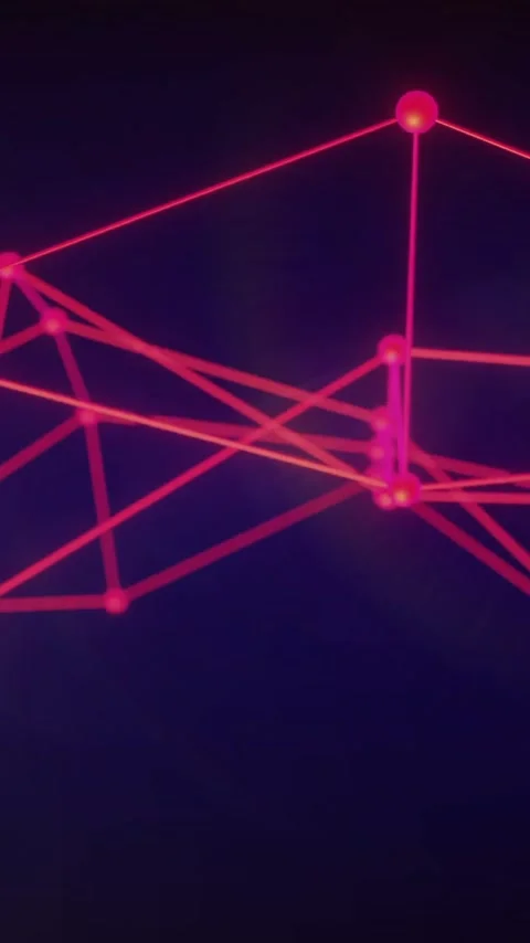 Animation of neon pink geometric network with glowing nodes on dark background Stock Footage 344403636