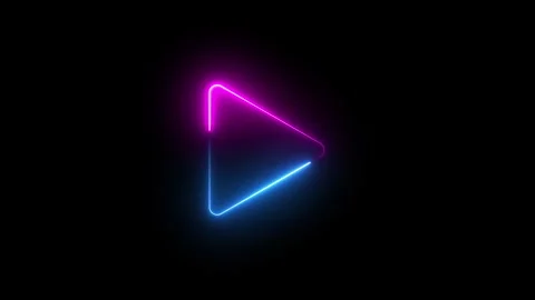 Animation of neon play button icon on black background Stock Footage 282383434