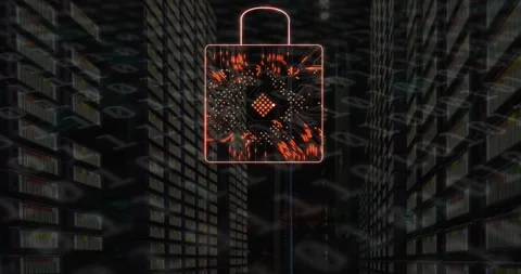 Animation of neon qr code with dna strand and binary coding Stock Footage 328254890