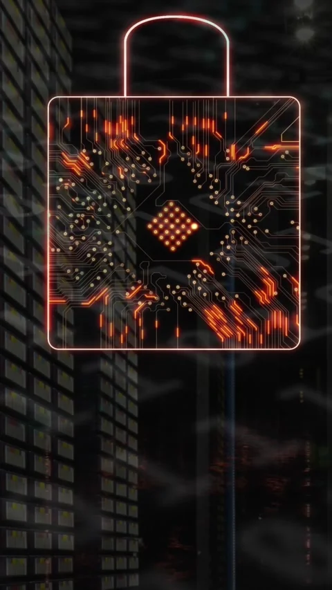 Animation of neon qr code with dna strand and binary coding Video stock 343504178