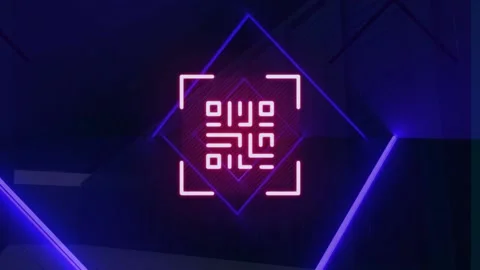 Animation of neon qr code moving in blue... | Stock Video | Pond5