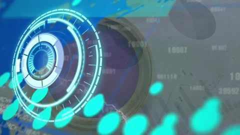 Animation of neon round scanner over mul... | Stock Video | Pond5