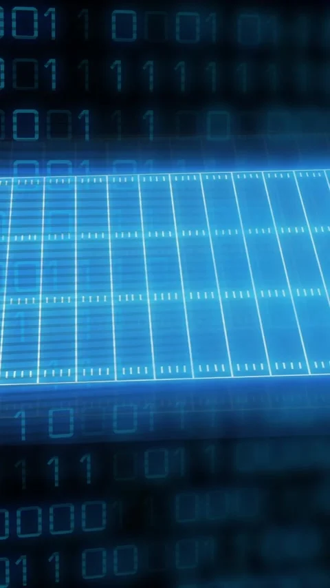 Animation of neon shapes moving over binary coding Stock Footage 320216686