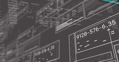 Animation of neon shapes in seamless pattern over interface with data processing Stock Footage 329922922