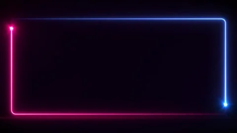 Animation of neon square frame, ultraviolet light, 80's retro style Stock Footage 254879073