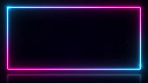 Animation of neon square frame, ultraviolet light, 80's retro style Stock Footage 254883545