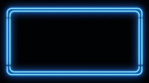 Animation of neon square frame, ultraviolet light, 80's retro style Stock Footage 254883721