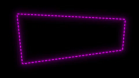 Animation of neon square frame, ultraviolet light, 80's retro style Stock Footage 254883756